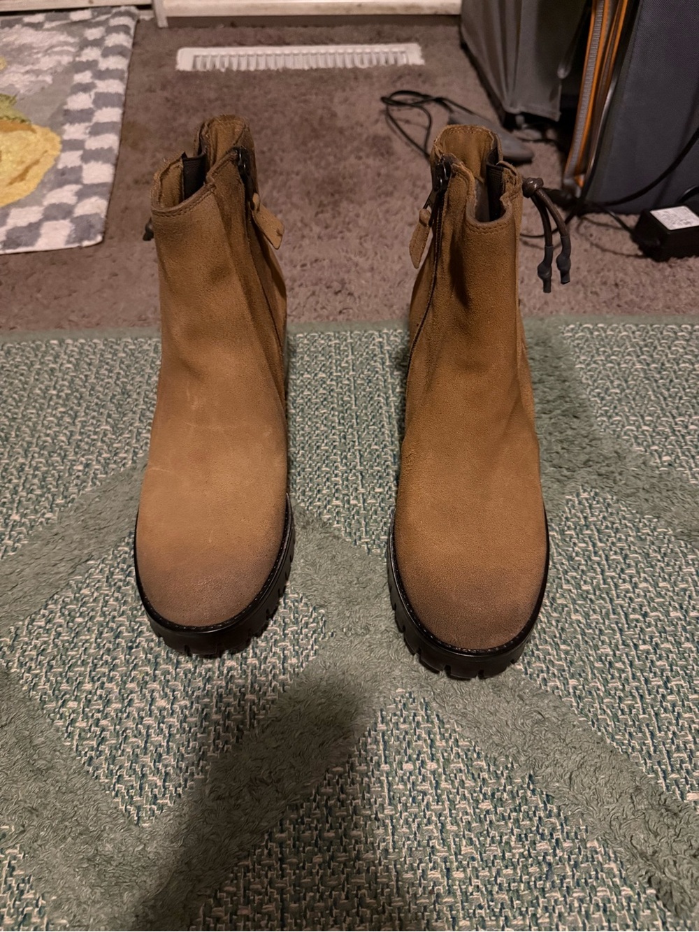 Miz Mooz Tan Suede Chelsea Lug Ankle Boots